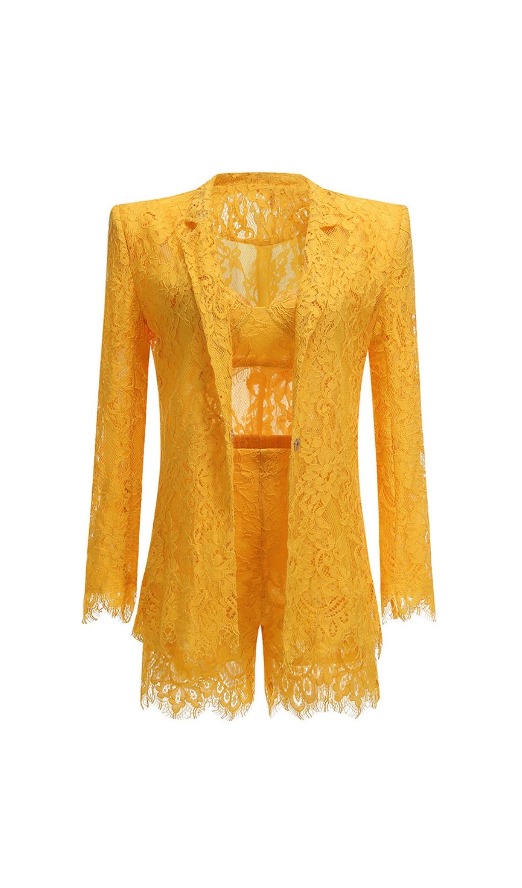 b12c67c0daf82e1bb397f975cd386d3f.jpg Fashionslee Women Giuseppe Yellow Lace Three-Piece Set