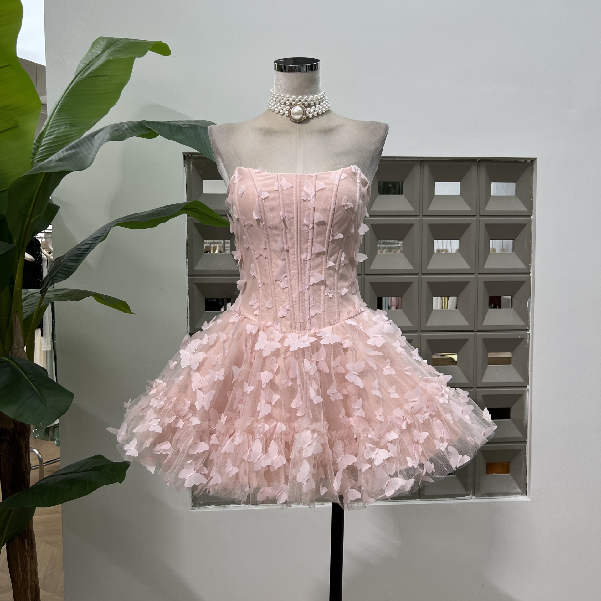 Fashionslee Women Fyra Strapless Corset Butterfly Embellished Mini Dress