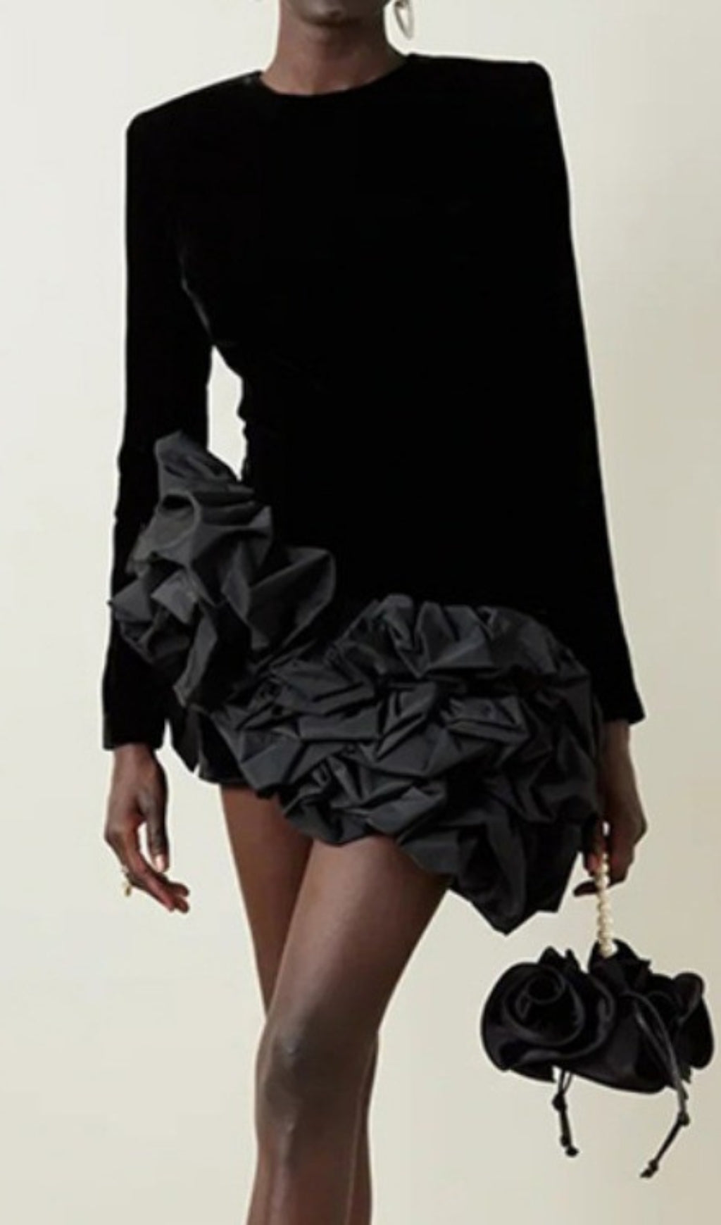 Fashionslee Women Baris Irregular Ruffle Hem Long Sleeve Mini Dress