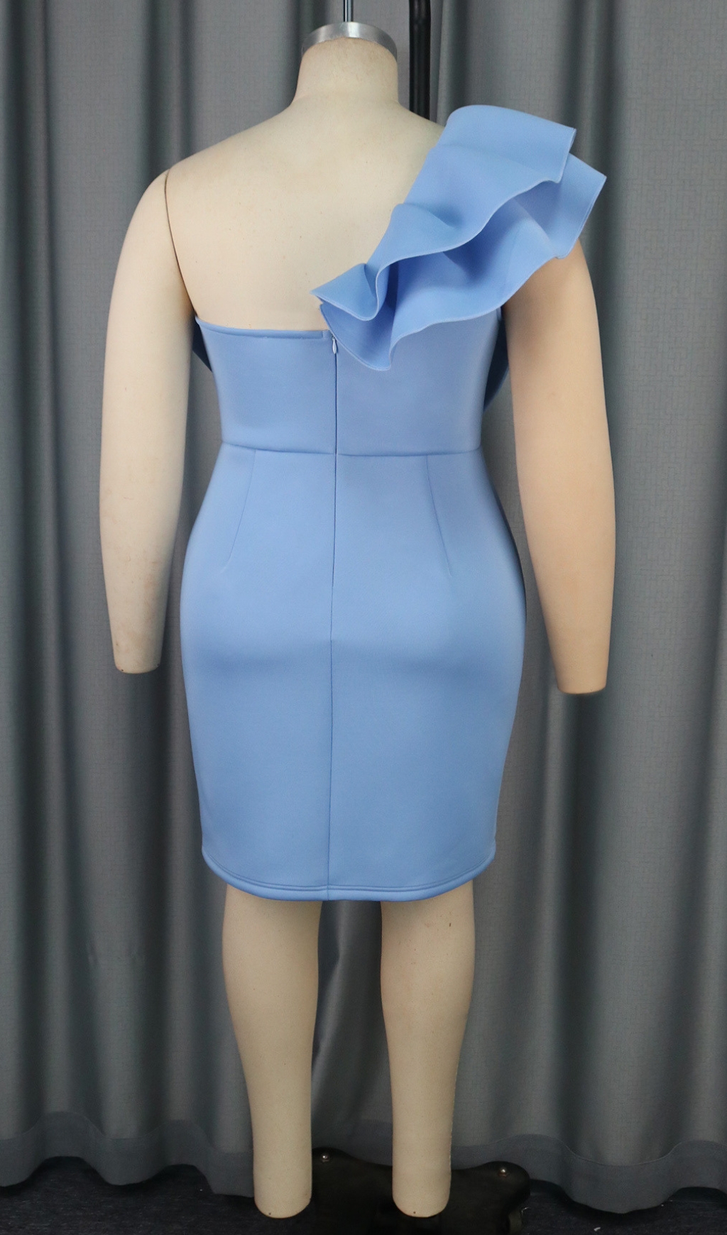 b151020899de5748cea91646cee966cb.jpg Fashionslee Women Baina Blue One Shoulder Bow Mini Dress