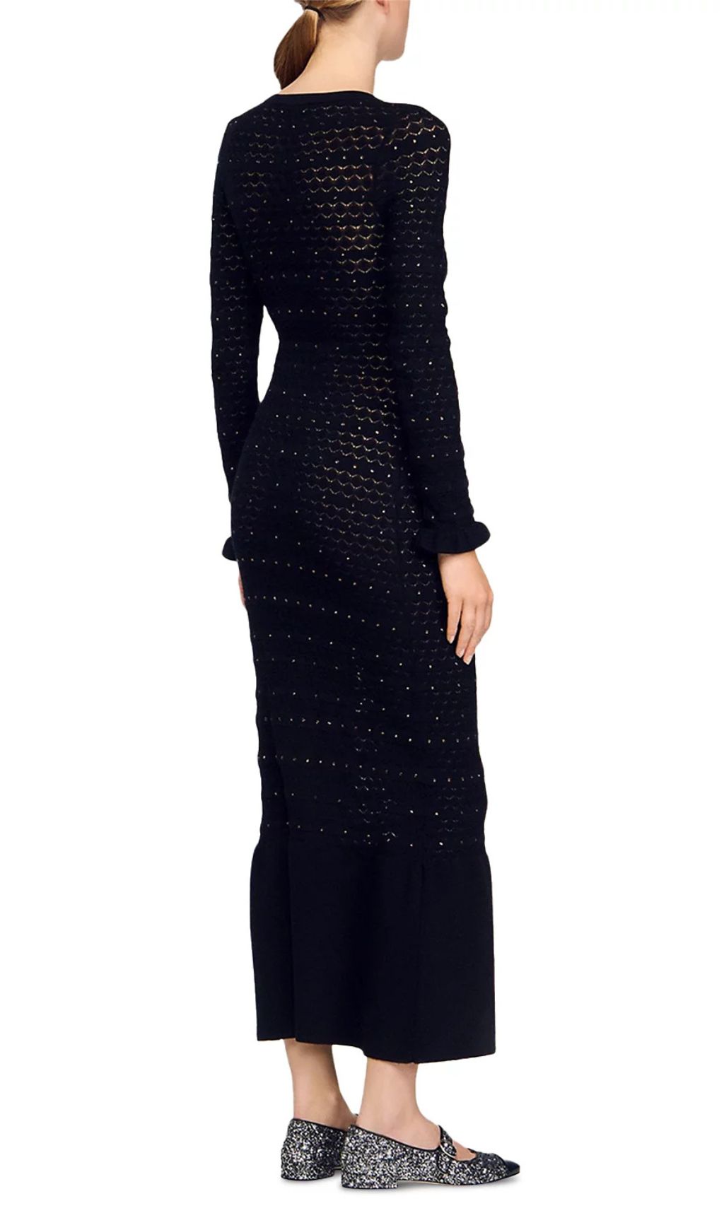 Fashionslee Women Rhinestone Knit Maxi Dress