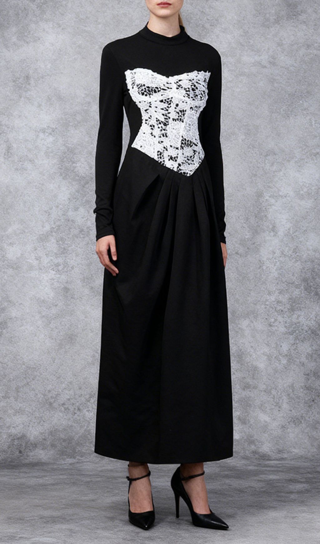 Fashionslee Women Jannik Black Lace Long Sleeve Maxi Dress