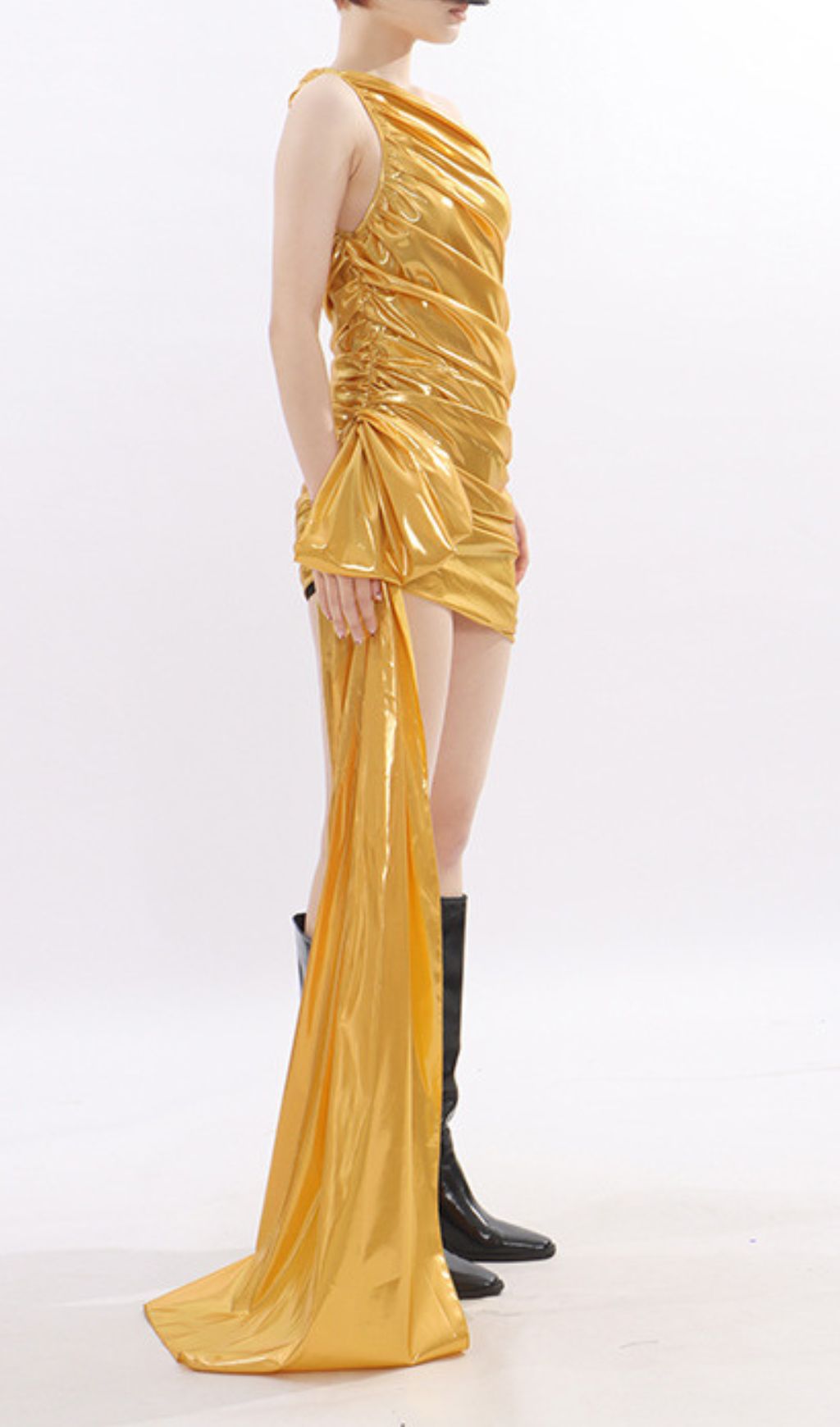 b19d5d5b094cf16f6f1be00d8ad75aad.jpg Fashionslee Women Kalina Gold One-Shoulder Mini Dress