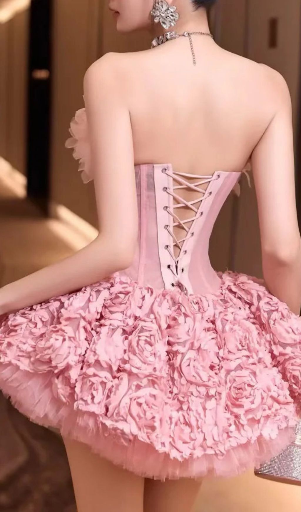Fashionslee Women Irma Strapless Corset Flower Mini Dress