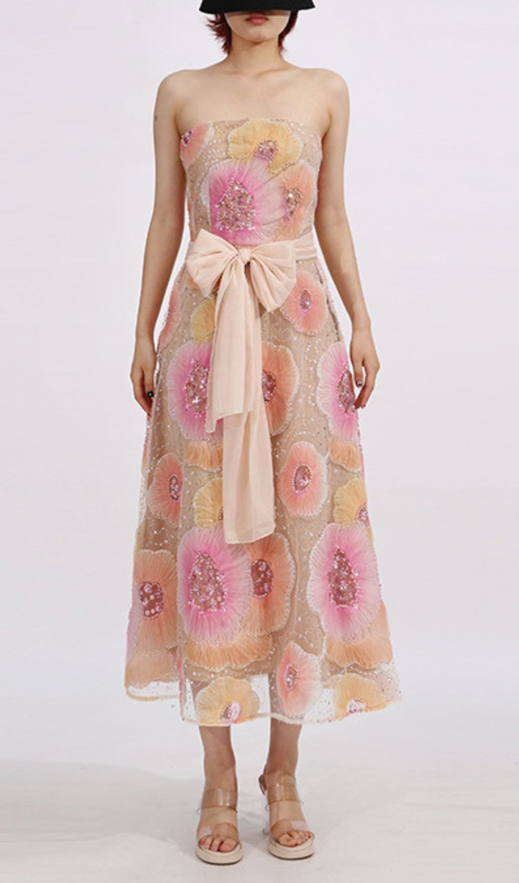 Fashionslee Women Elowyn Strapless Flower Sequin Embellished Midi Dress