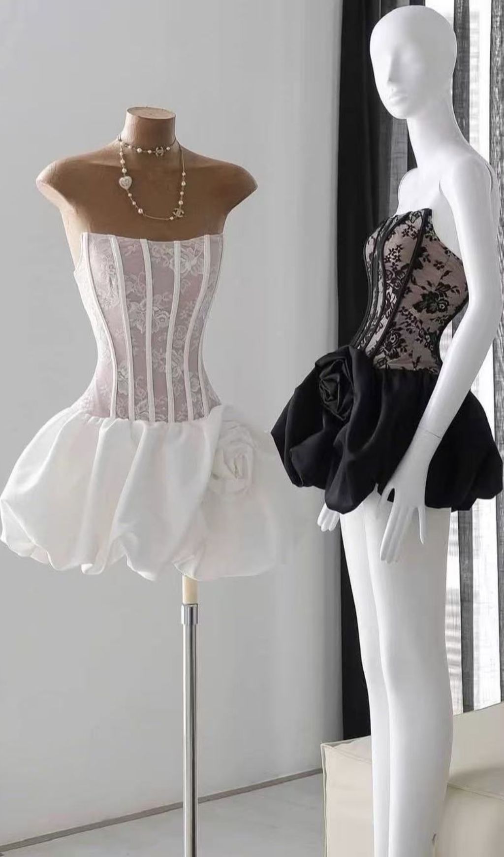 Fashionslee Women Irene White Strapless Corset Flower Mini Dress