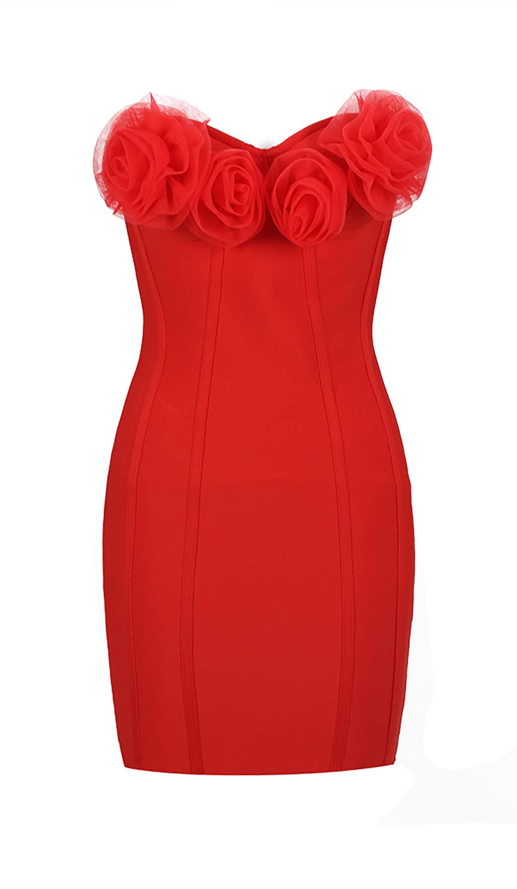 Fashionslee Women Flower Embellished Corset Midi Dress In Red