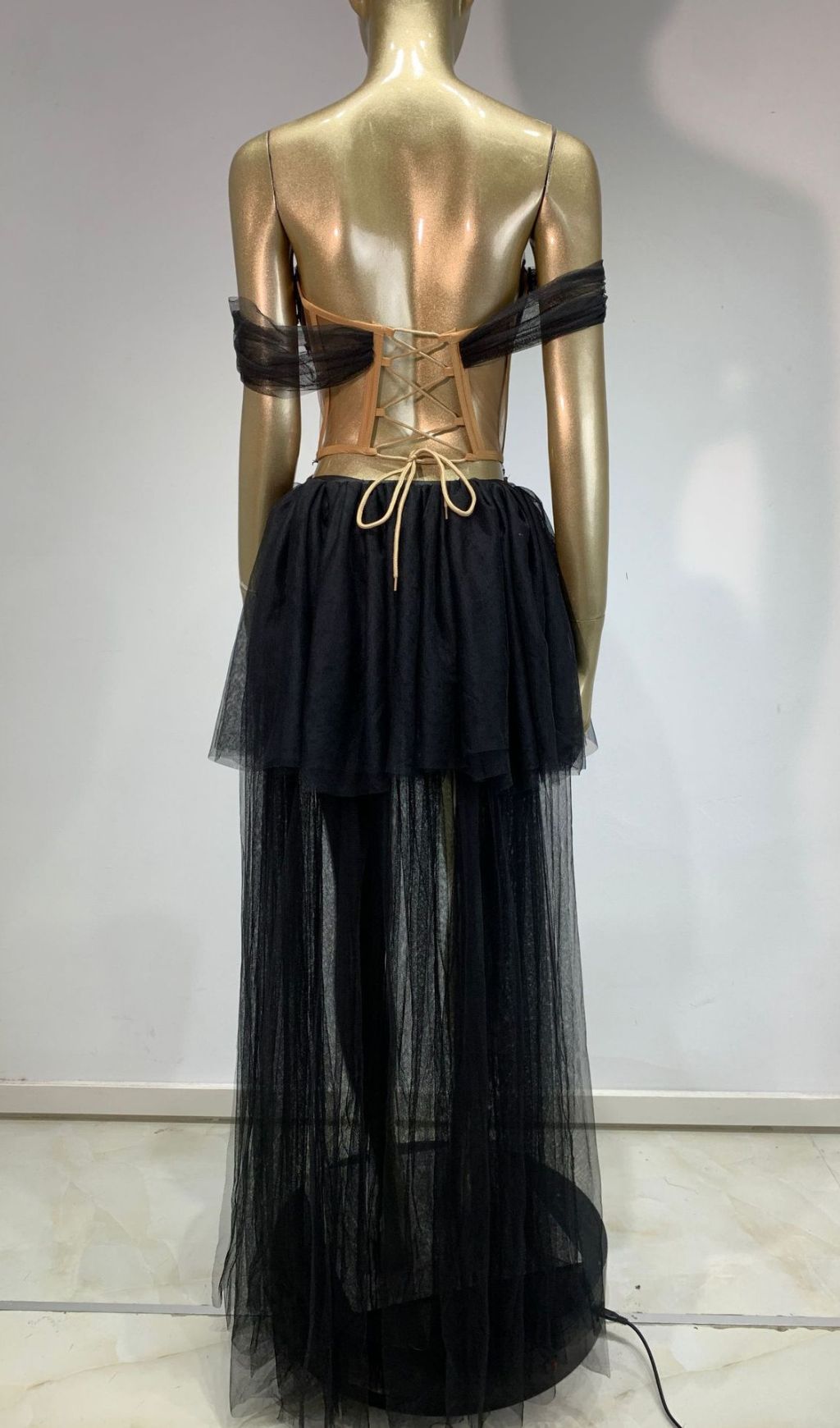 Fashionslee Women Fiachra Lace Corset Mesh Maxi Dress