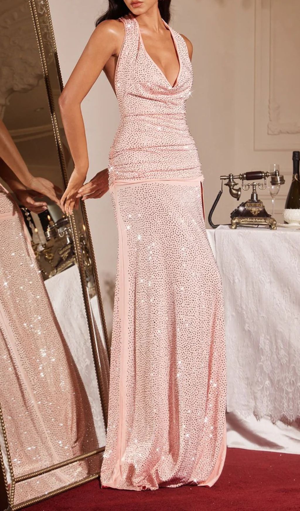 b26d0862c59c2dd066878200c6cdfa3d.jpg Fashionslee Women Fima Plunge Neck Rhinestone Maxi Dress