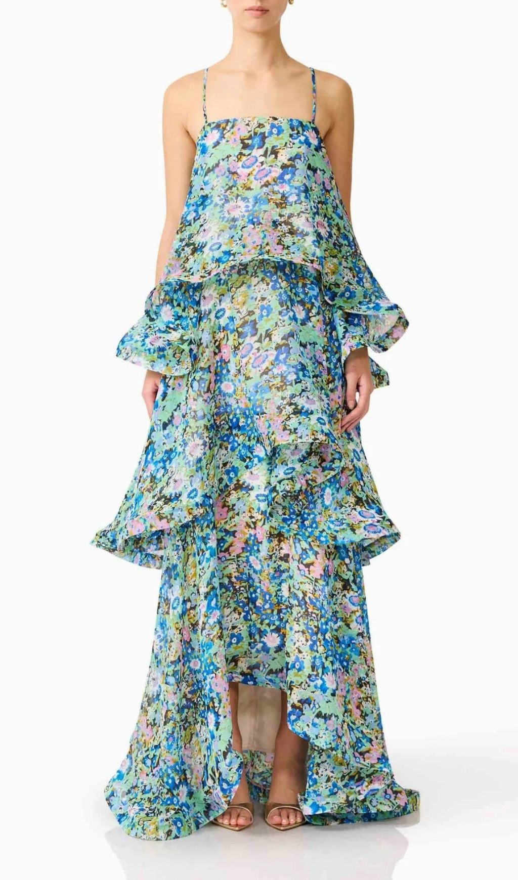 Fashionslee Women Lael Green Floral Printed Maxi Dress