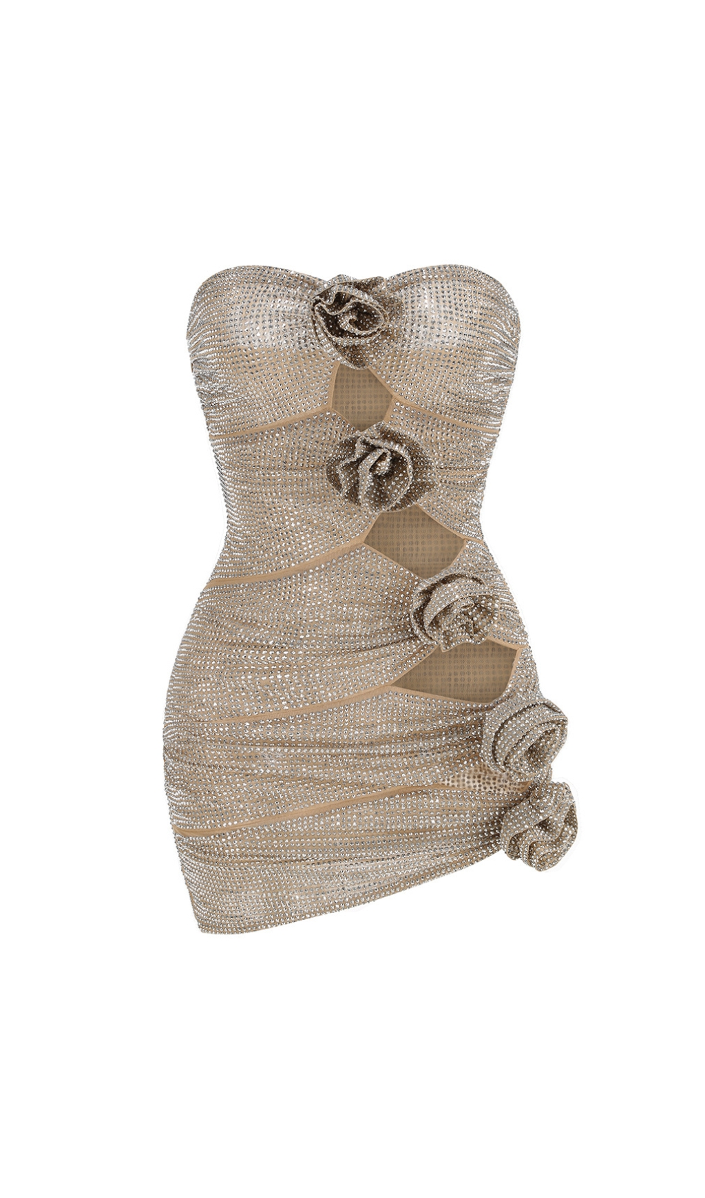 b2827b6f7aa043680c18f061e9f7a1ef.jpg Fashionslee Women Calida Strapless Flower Cutout Crystal Mini Dress