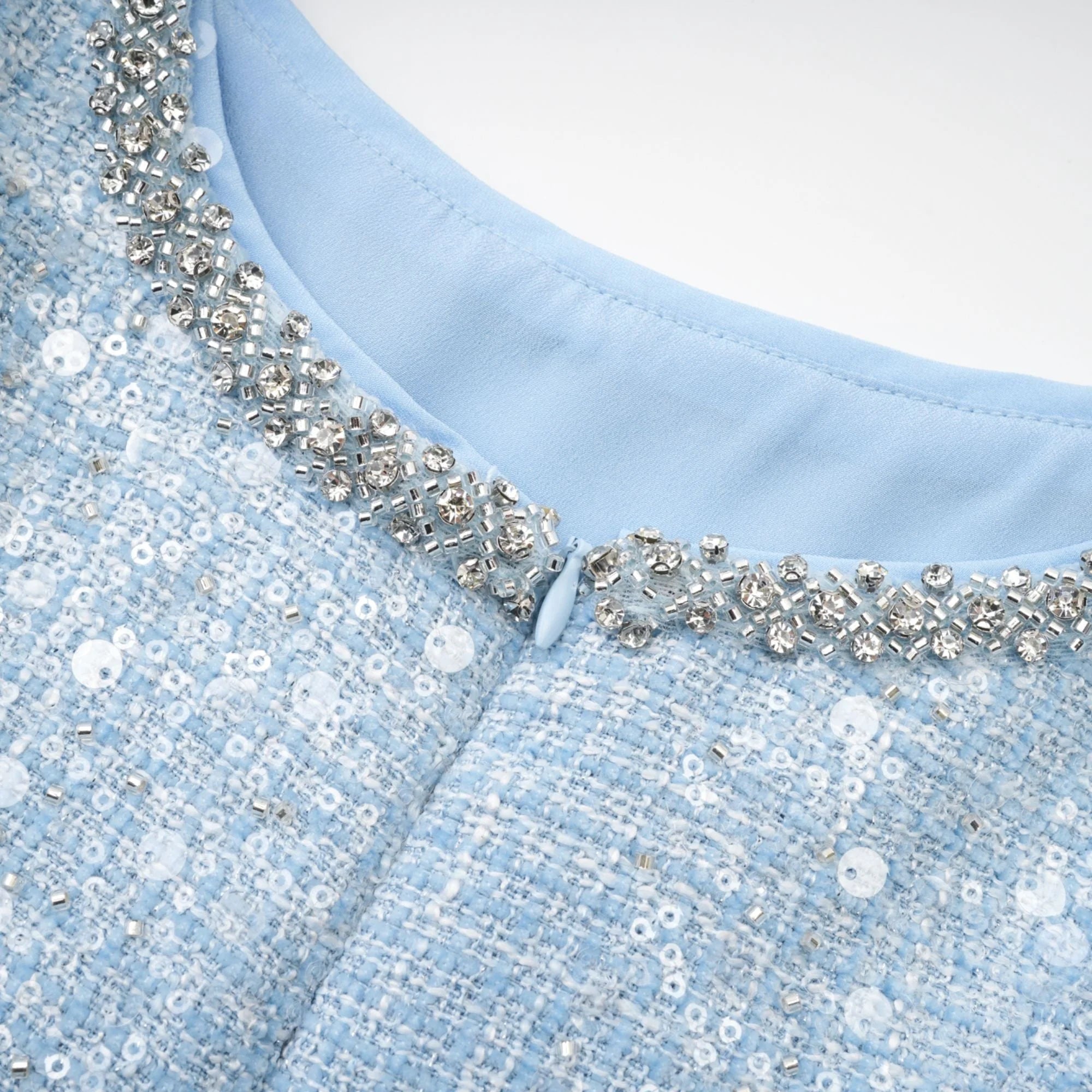 Fashionslee Women Ayaan Blue Boucle Cutout Mini Dress