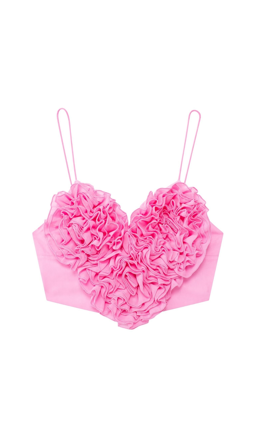 Fashionslee Women Connie Spaghetti Heart Ruffle Top