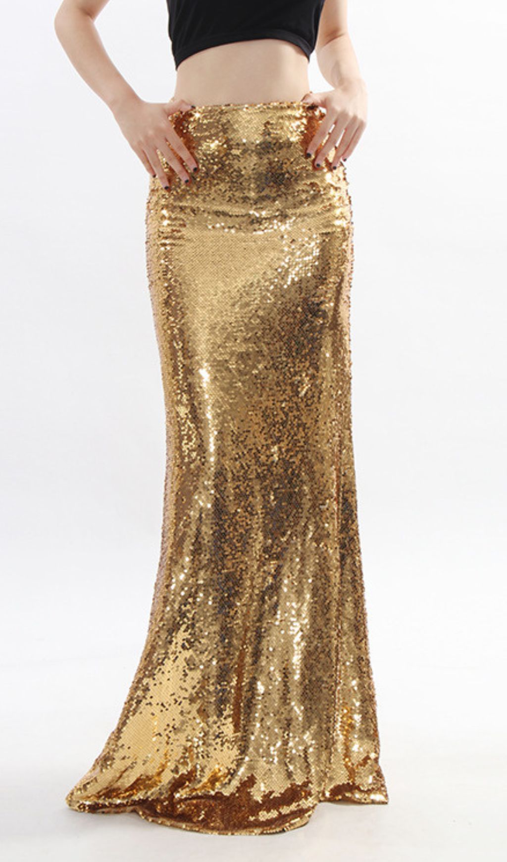 Fashionslee Women Javed Gold Sequin Maxi Skirt