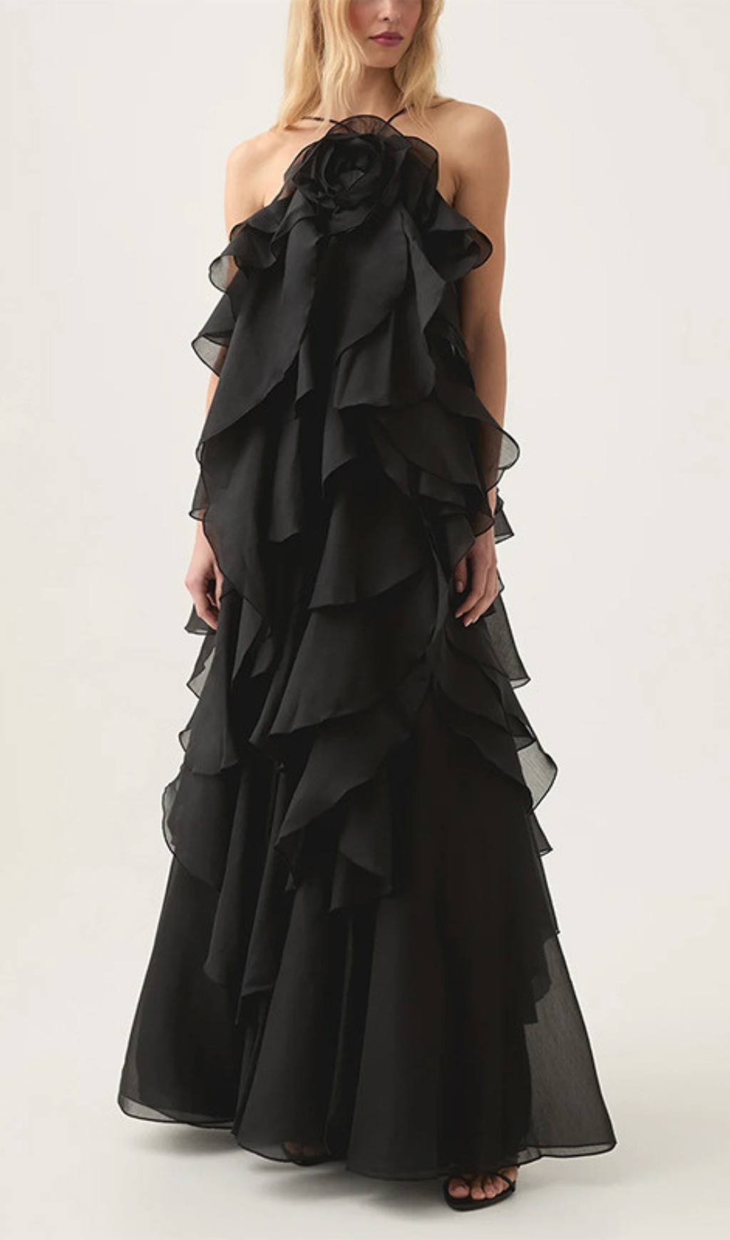 TRENDING RUFFLE HALTER MAXI DRESS - OWNCI