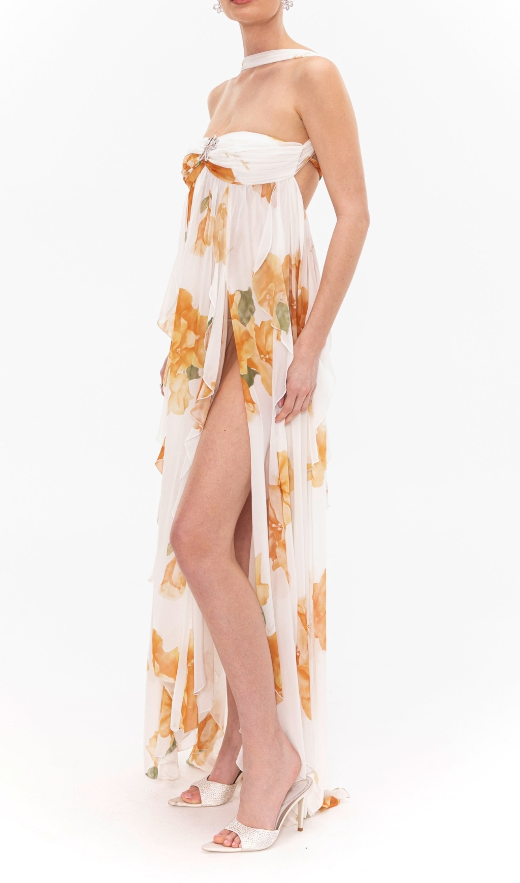 Fashionslee Women Emely Floral Printed Backless Maxi Dress