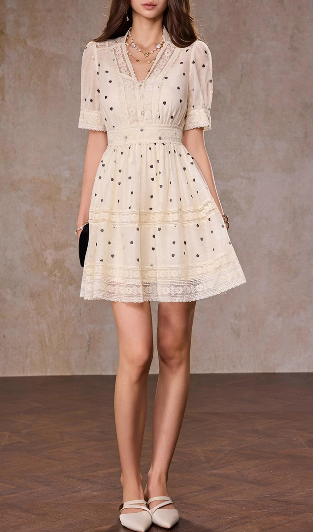 b354d1e65d86c274ac60410f1ebd5f3e.jpg Fashionslee Women Günter Dot V-Neck Mini Dress