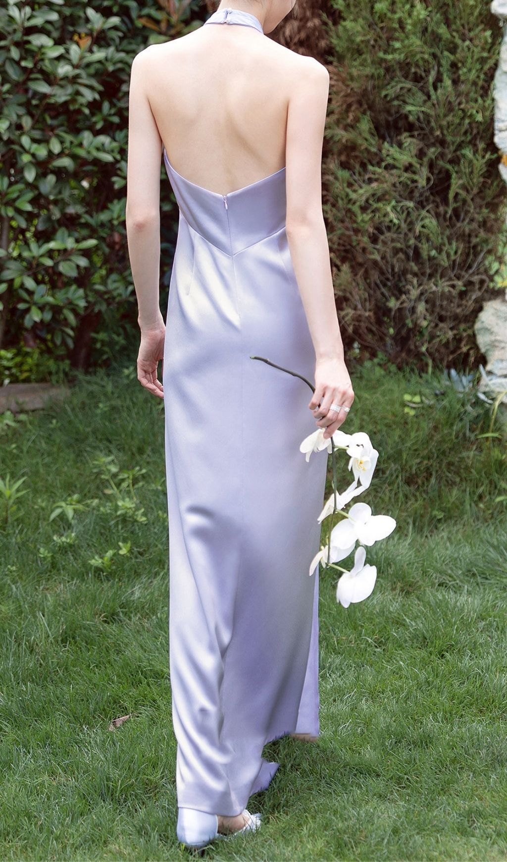 Fashionslee Women Karima Purple Halter Ruched Maxi Dress