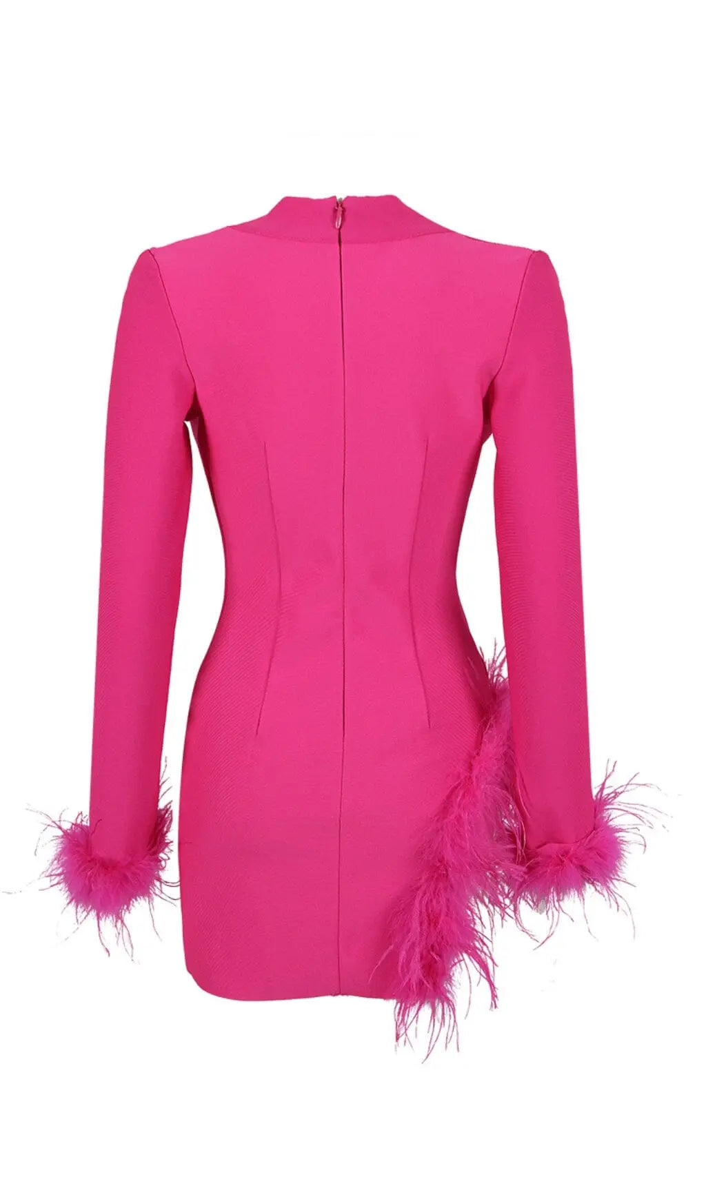 b384cfeb5a7b1ec6d1fd3c9f4826d07f.jpeg Fashionslee Women Feather Jacket Dress In Hyper Pink