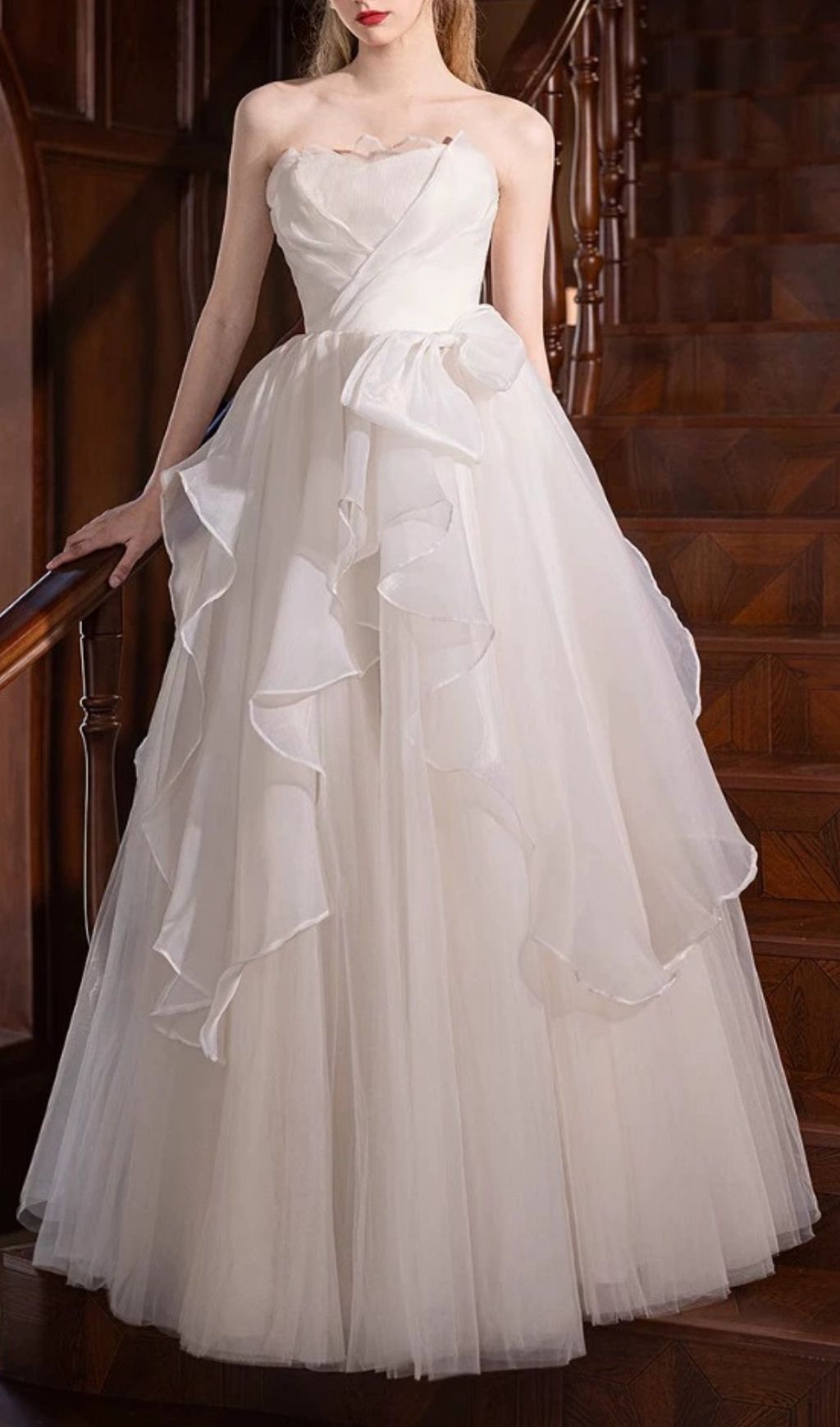 Fashionslee Women Karlie White Strapless Mesh Maxi Dress