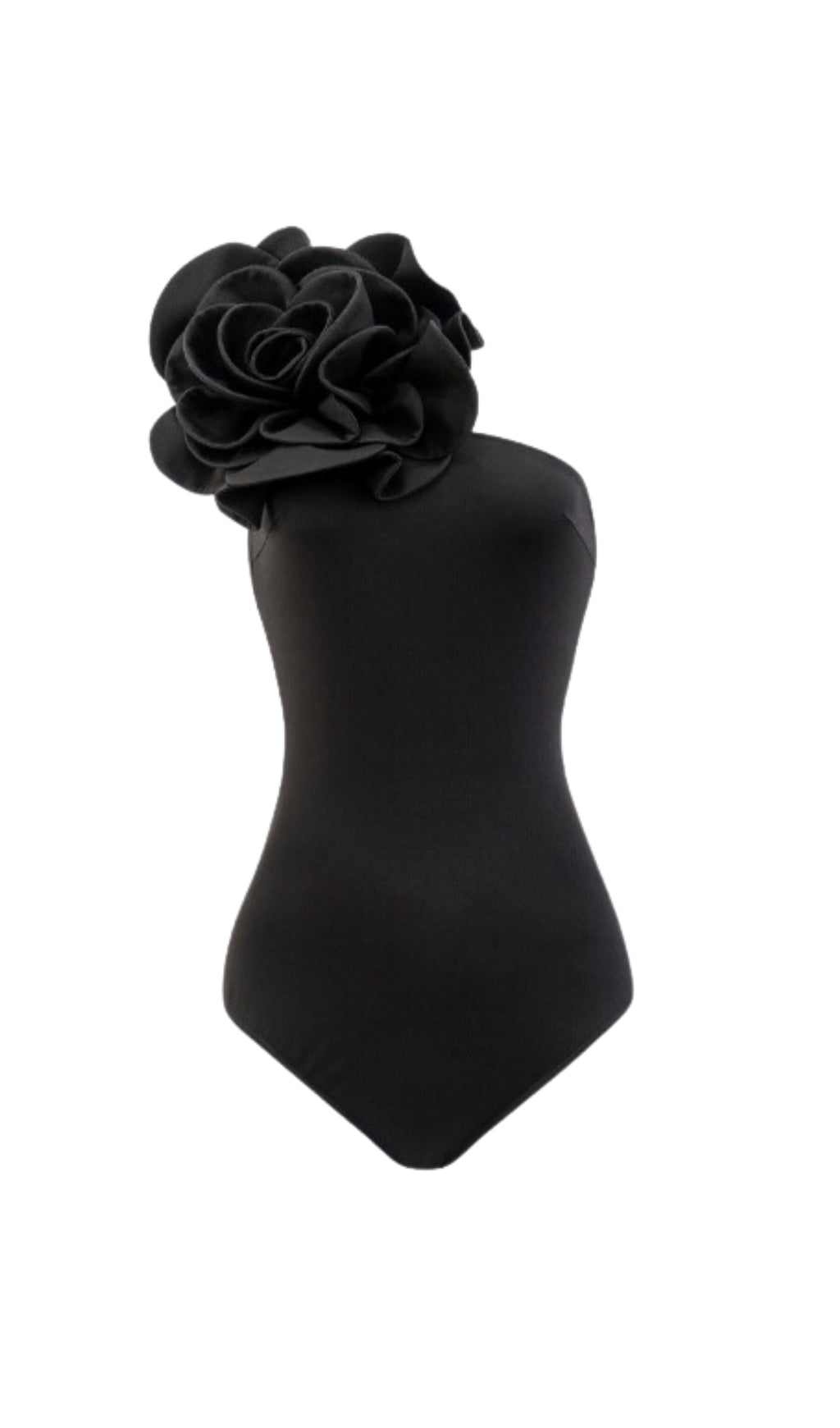 Fashionslee Women Exaggerated 3D Flower Bodysuit In Black