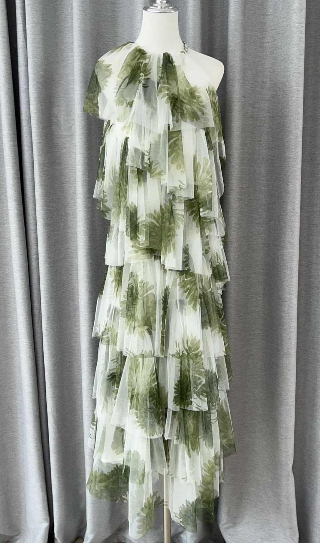 Fashionslee Women Kateri Green Layered Maxi Dress