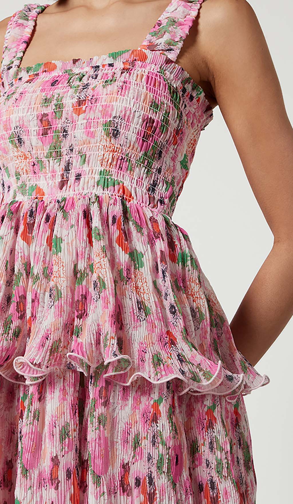 b3f79ed7d6ef4cf78f1b476d01c9489c.jpeg Fashionslee Women Floral-Appliqué Tiered Midi Dress In Pink