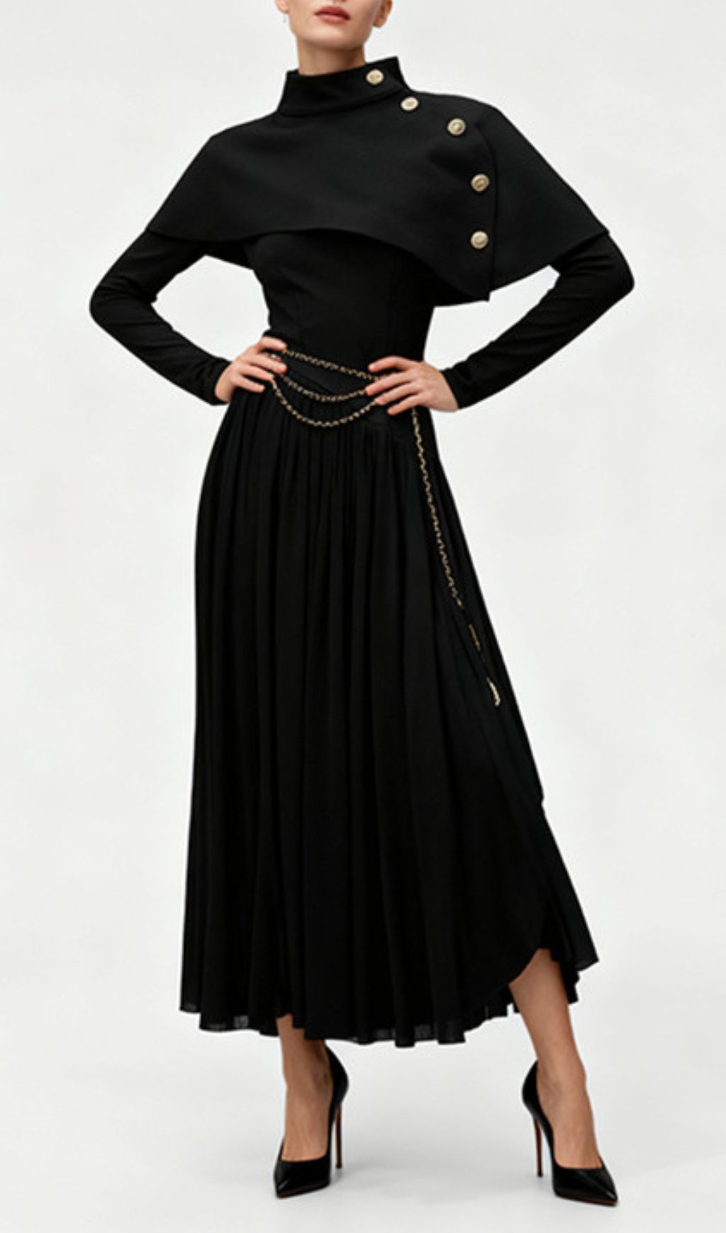 TRENDING BLACK MIDI DRESS – LONG SLEEVE AESTHETIC - OWNCI