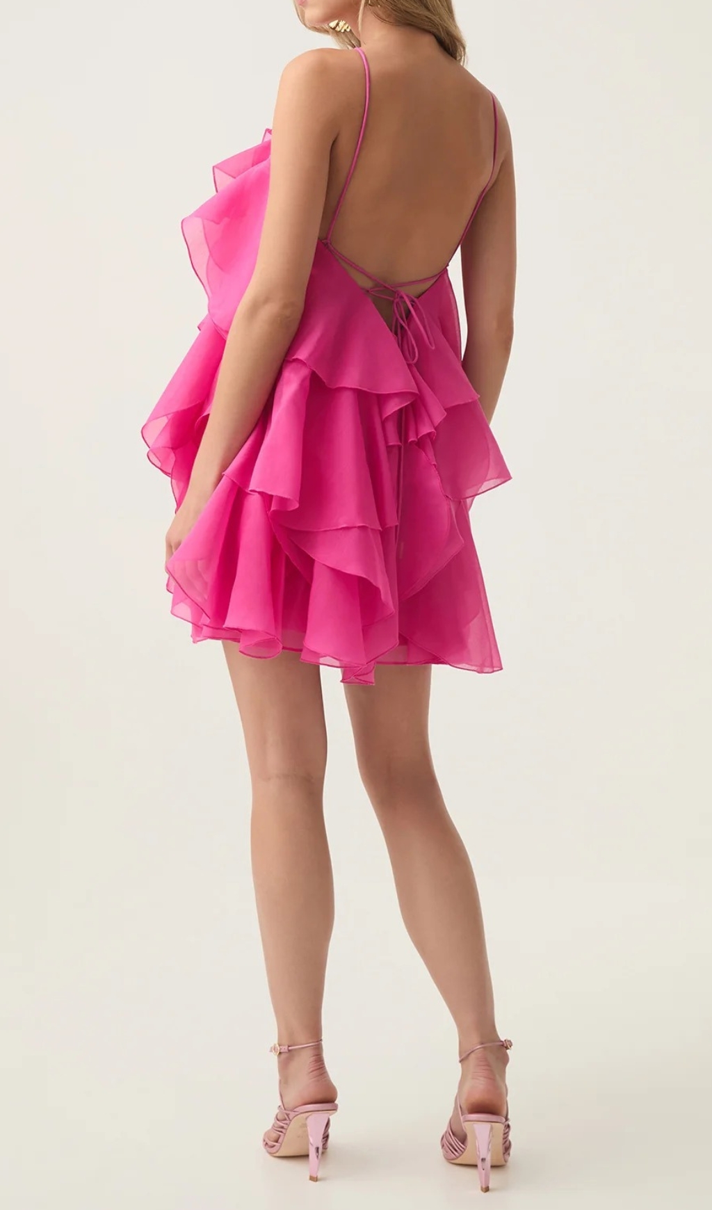 Fashionslee Women Pandorea Fuchsia Rose Layered Mini Dress