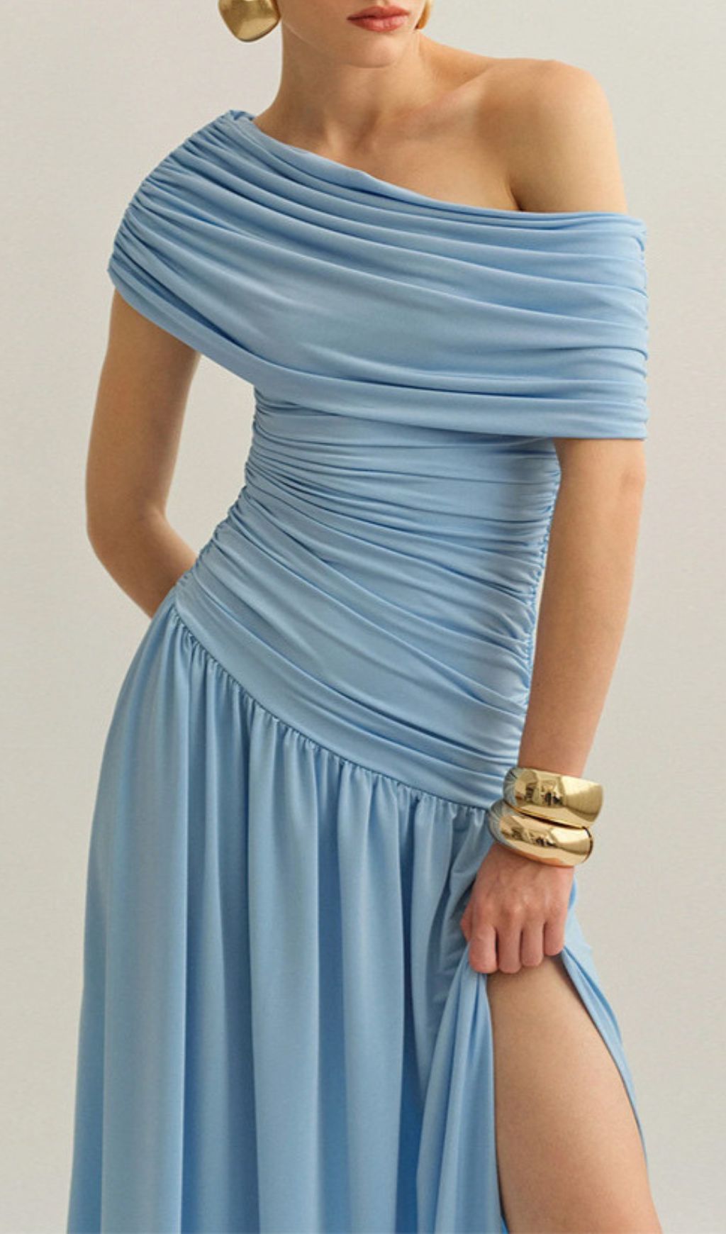 b439ca2661433a25a3b1a59c43ee9402.jpg Fashionslee Women Josefa Blue Ruched Maxi Dress