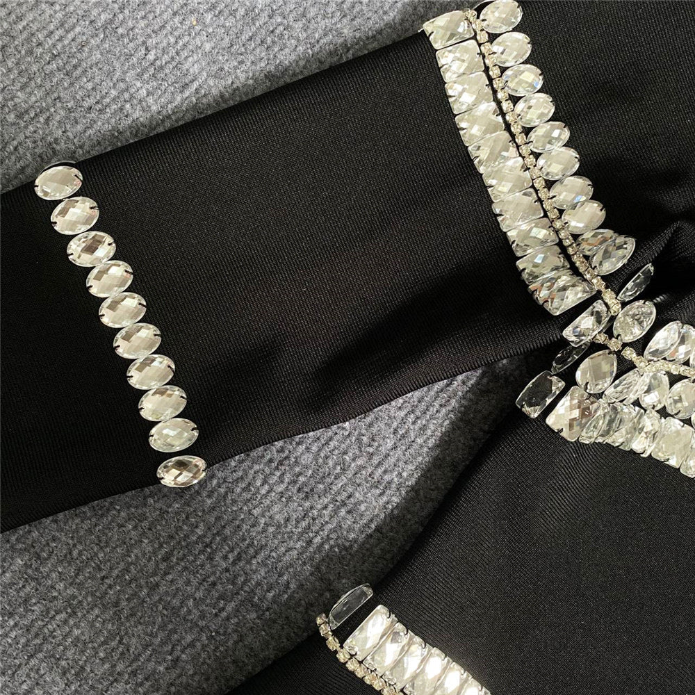 b44383dfdce70fc34b99daff3ca6fefc.jpeg Fashionslee Women Silver Stones Long Sleeve Mini Dress In Black