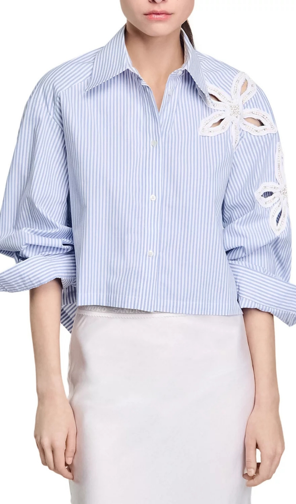 Fashionslee Women Embellished Cutout Shirt
