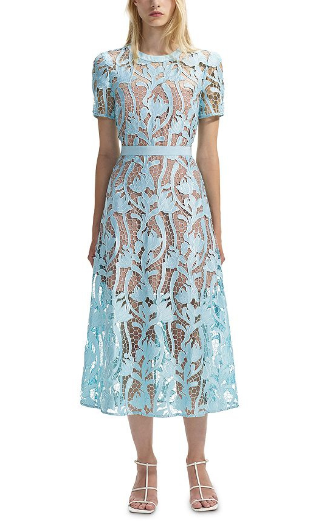 Fashionslee Women Allene Blue Lace Midi Dress