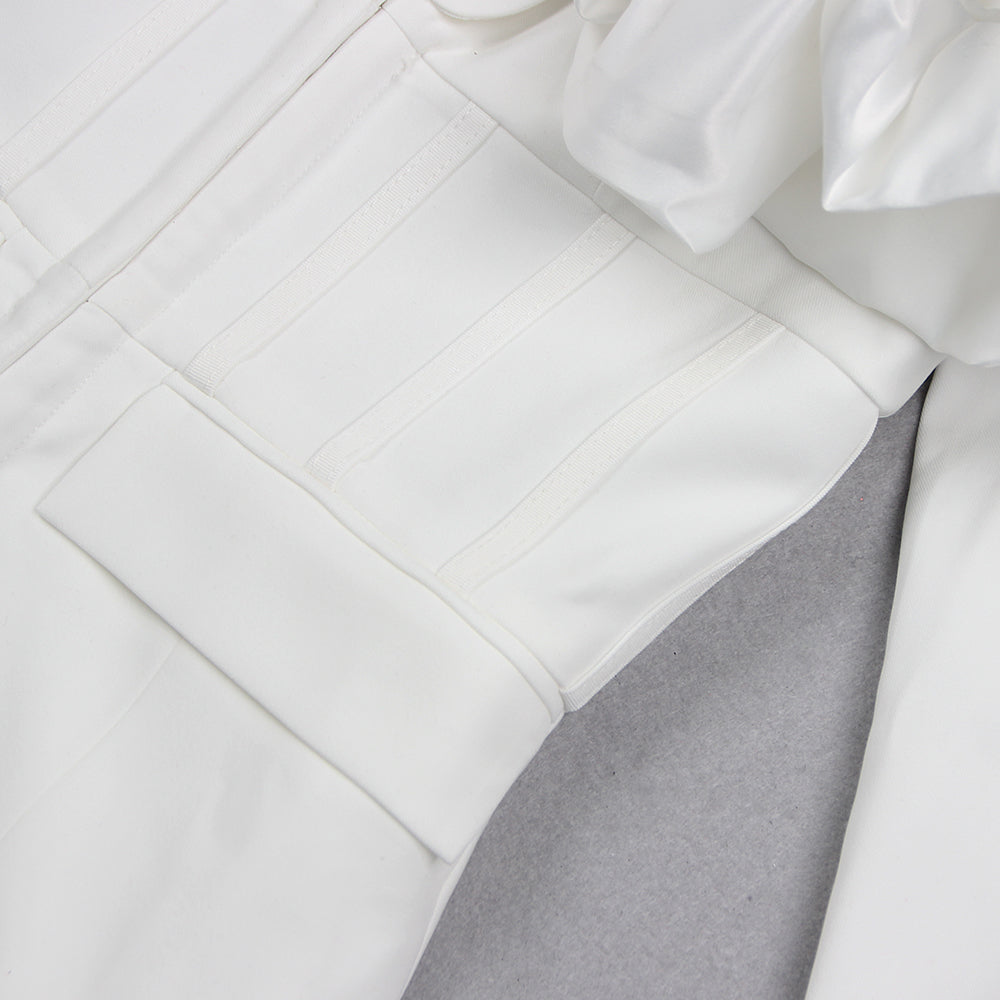 Fashionslee Women Allayna White Puff Detail Blazer Dress