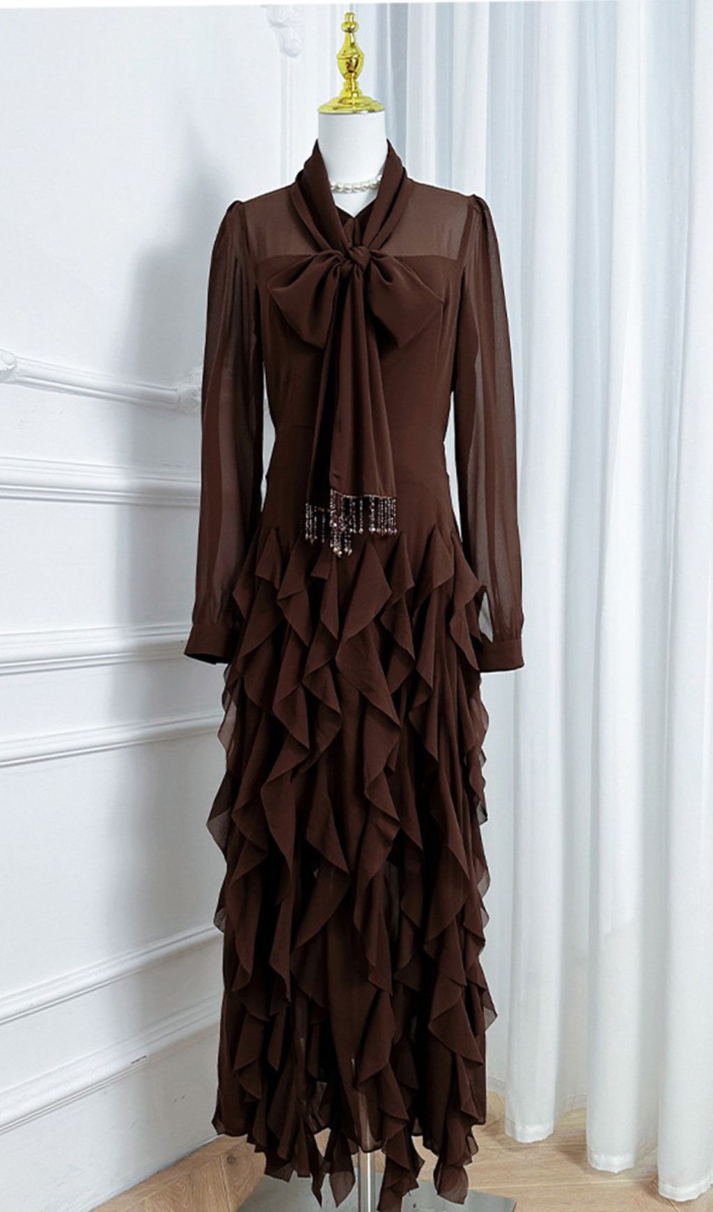 b4a99c46e503fc1070411bd29913a5f9.jpg Fashionslee Women Isaak Long Sleeve Ruffle Maxi Dress