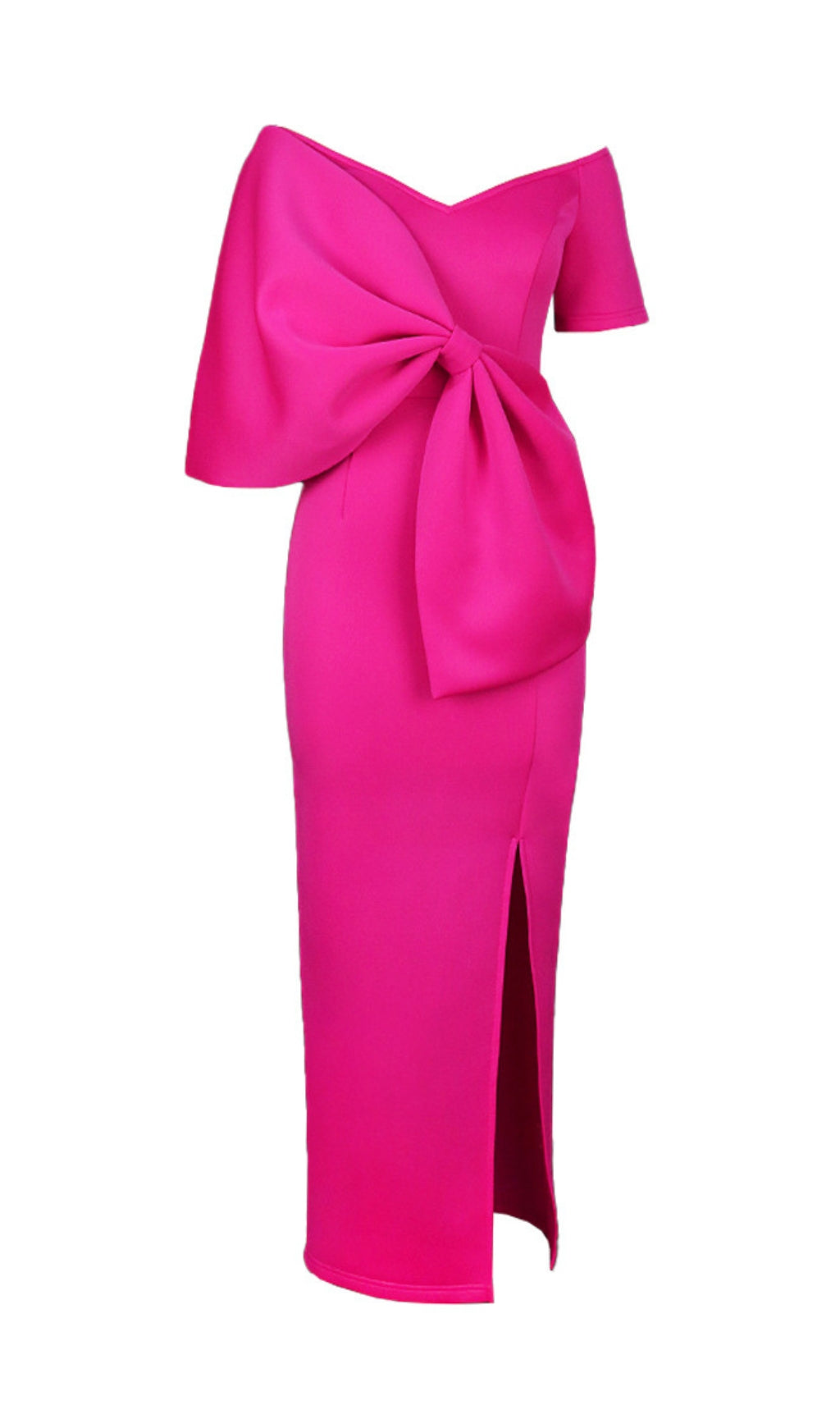 Fashionslee Women Ambrosine Pink Bow-Knot Midi Dress
