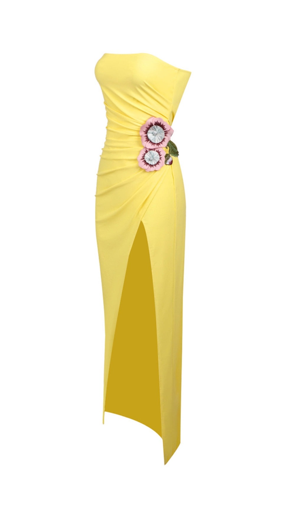 b52fcd22e17ee40d2a075b9a19c34282.jpeg Fashionslee Women Atepa Yellow Flower Split Maxi Dress
