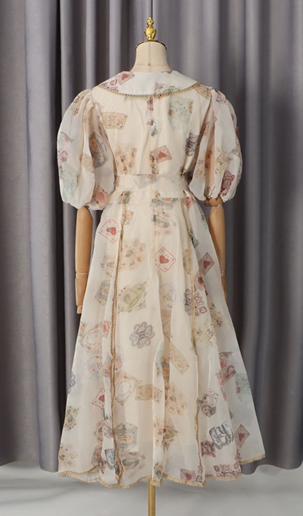 TRENDING PUFF SLEEVE PRINTED MIDI DRESS - OWNCI