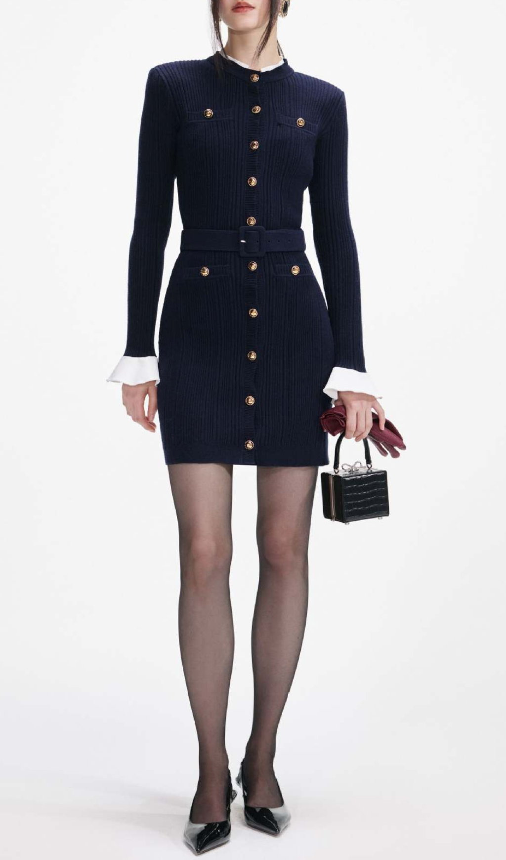 Fashionslee Women Heather Knit Long Sleeve Mini Dress