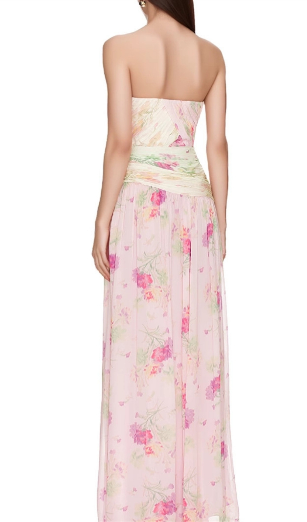 Fashionslee Women Erizelda Strapless Floral Printed Maxi Dress