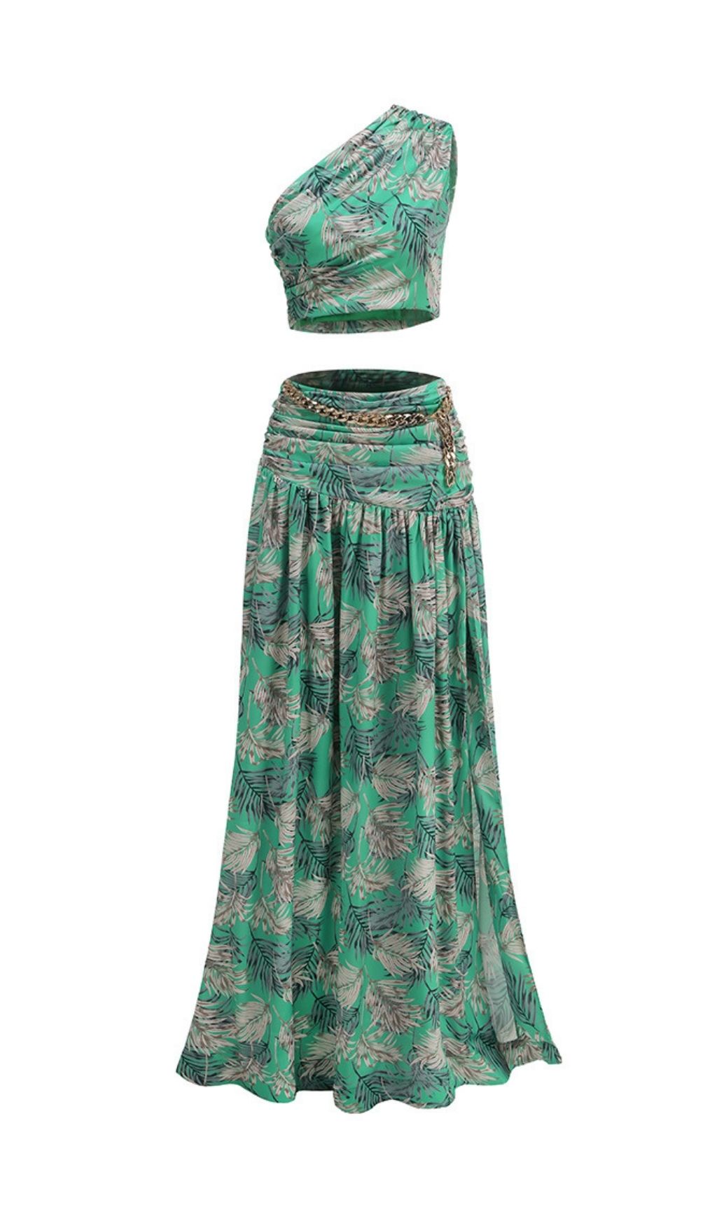 b5a8019c2d7aebf8daf51bb692d1efeb.jpg Fashionslee Women Evelien Green Printed One-Shoulder Maxi Dress
