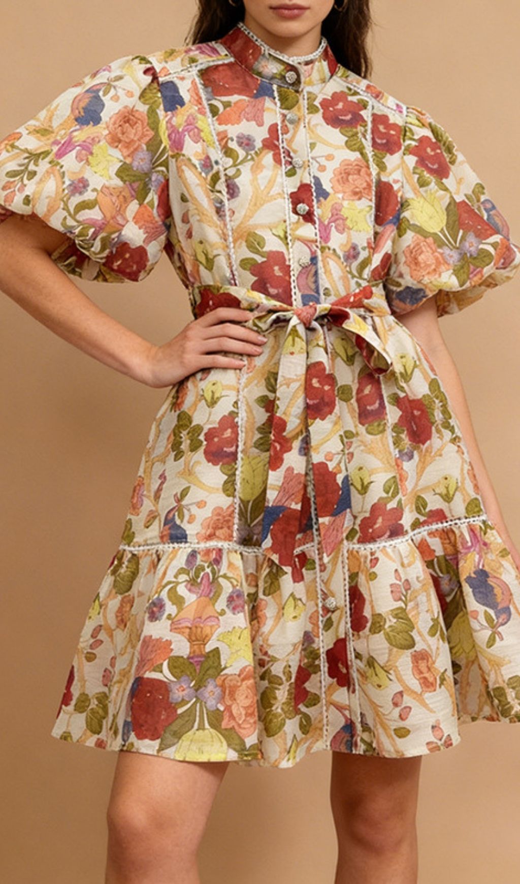 Fashionslee Women Kathia Puff Sleeve Floral Mini Dress
