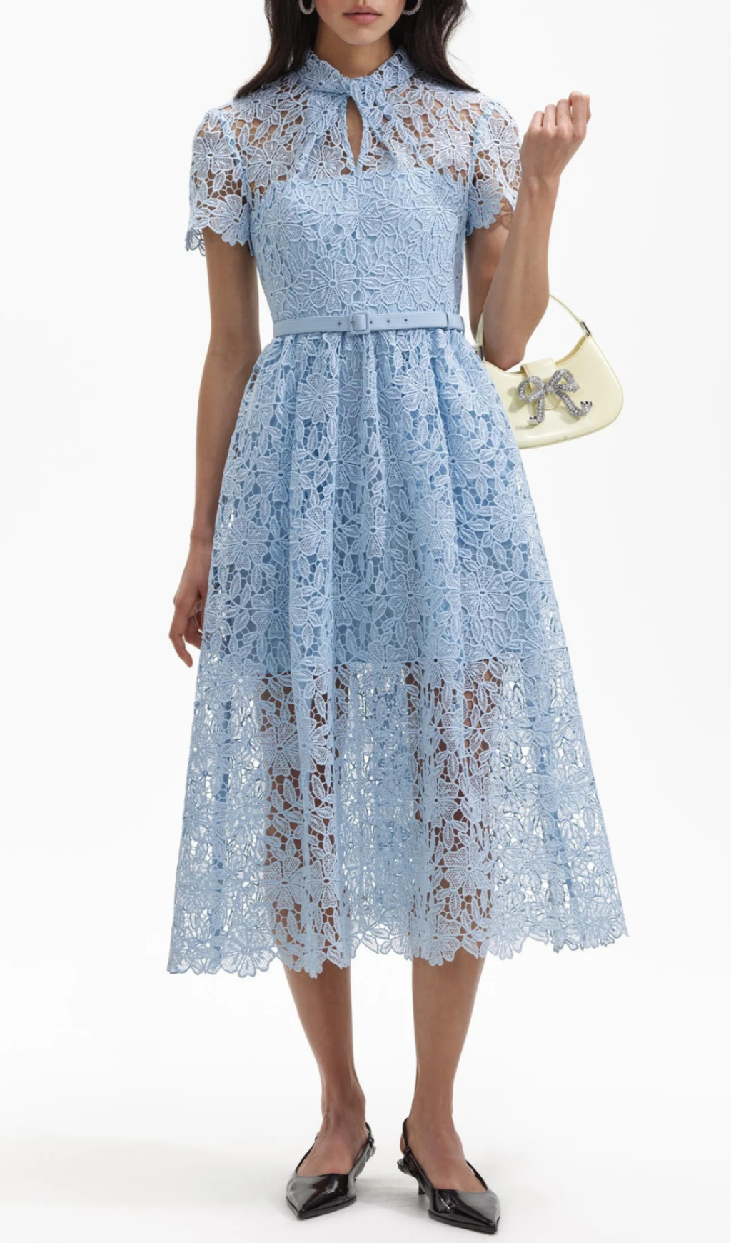 Fashionslee Women Ariah Blue Lace A Line Midi Dress