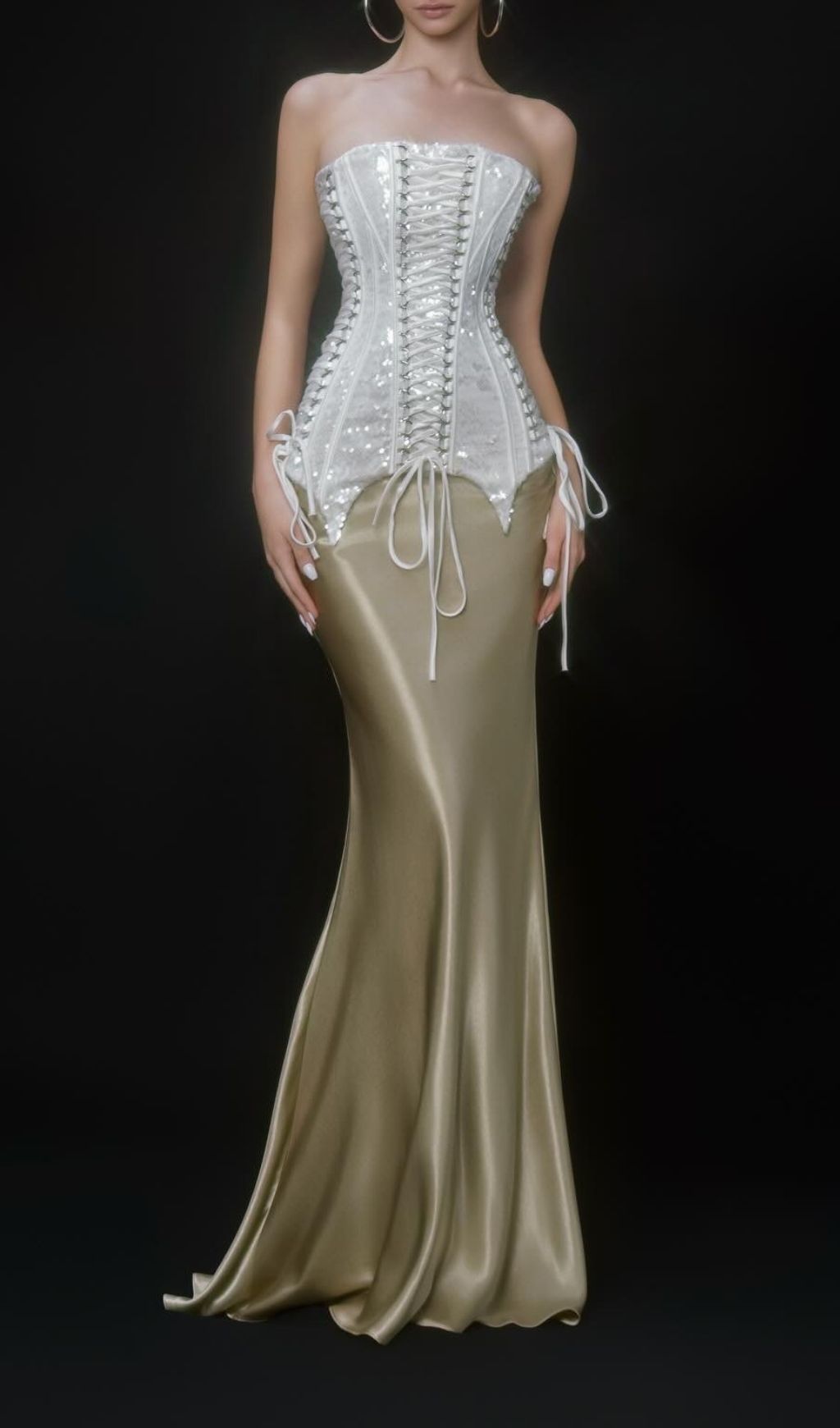 Fashionslee Women Kele Sequin Top & Satin Skirt Set