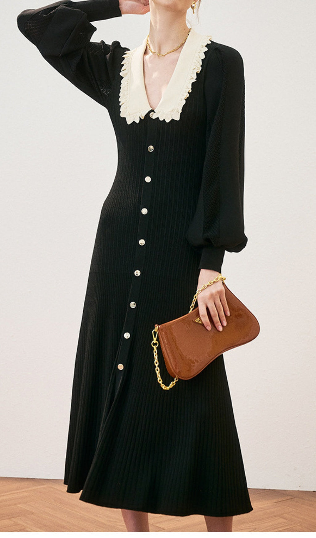 b5df7908e9be64ab6b7f62cf9f0689c4.jpeg Fashionslee Women Adorján Flouncy Collars Midi Dress