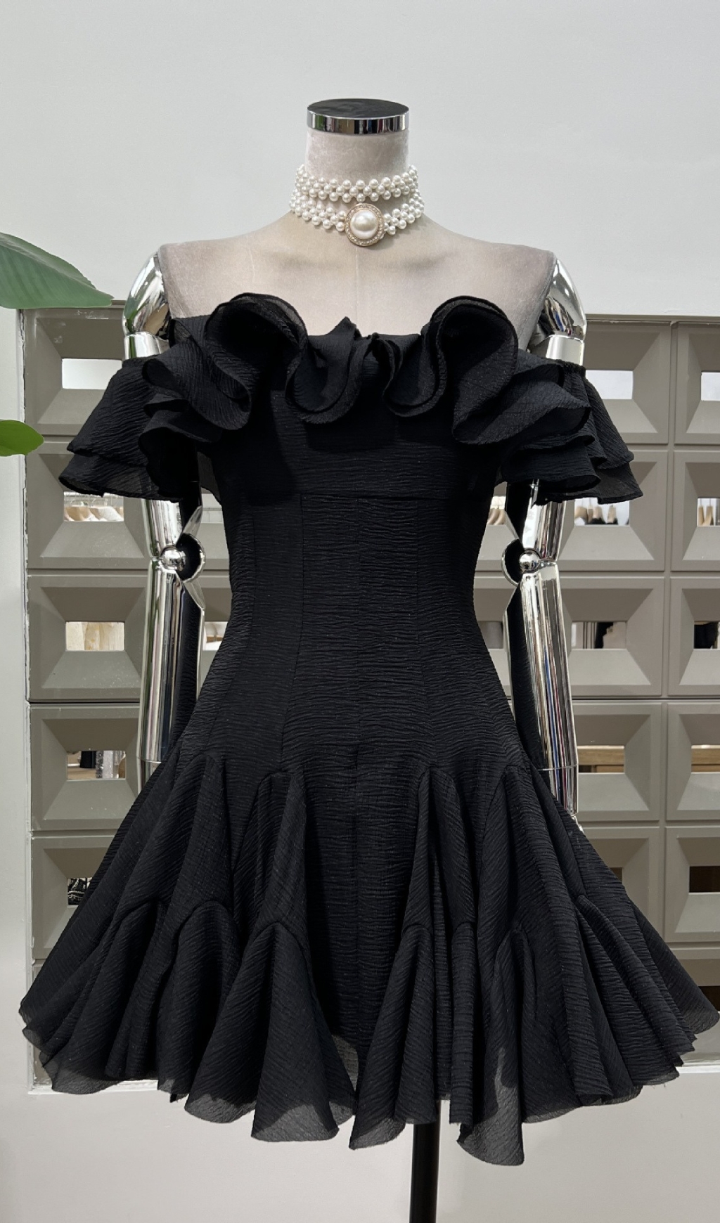 VINTAGE RUFFLE OFF-SHOULDER MINI DRESS - OWNCI VINTAGE RUFFLE OFF-SHOULDER MINI DRESS - OWNCI