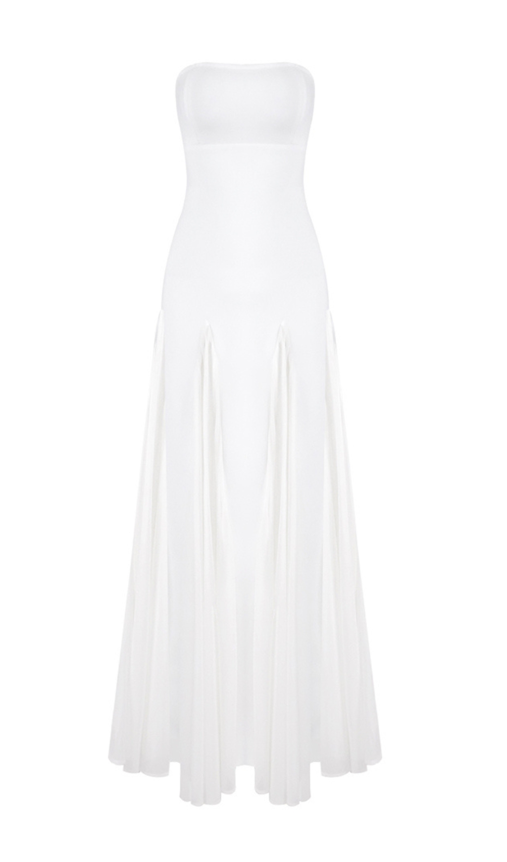 b5e7c3a702f7147f6c8f390490e06a83.jpg Fashionslee Women Strapless Mesh Insert A Line Maxi Dress White