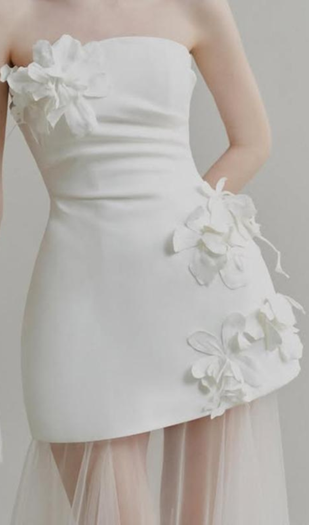 b5ec13605ff8965e13210e86bccb7883.jpg Fashionslee Women Doli White Strapless Flower Mesh Maxi Dress