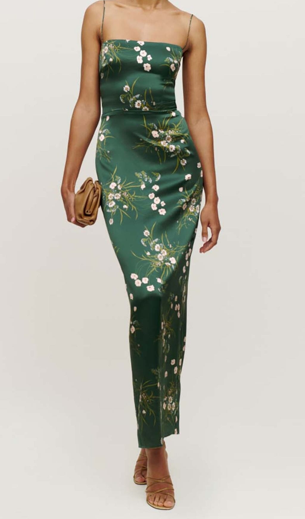 Fashionslee Women Spaghetti Strap Sleeveless Maxi Dress In Green