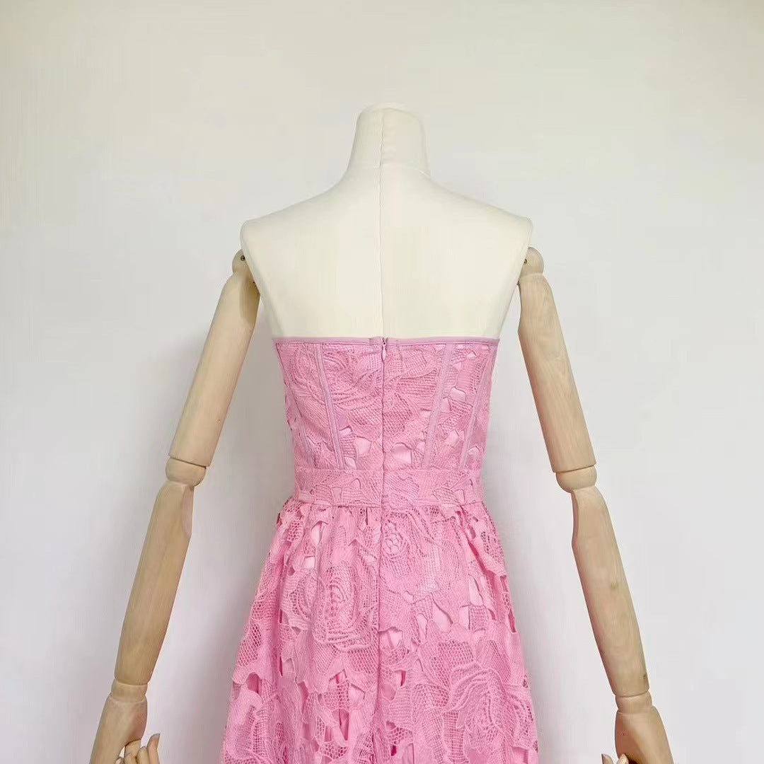 b622ab88a60bdd0724f63e1645a99d96.jpeg Fashionslee Women Aris Pink Lace Bustier Maxi Dress